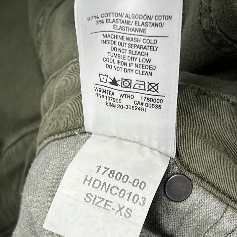 Hudson Sloane Long Sleeve Utility Jumpsuit Olive Green Stretch Cotton Romper XS - Picture 11 of 11